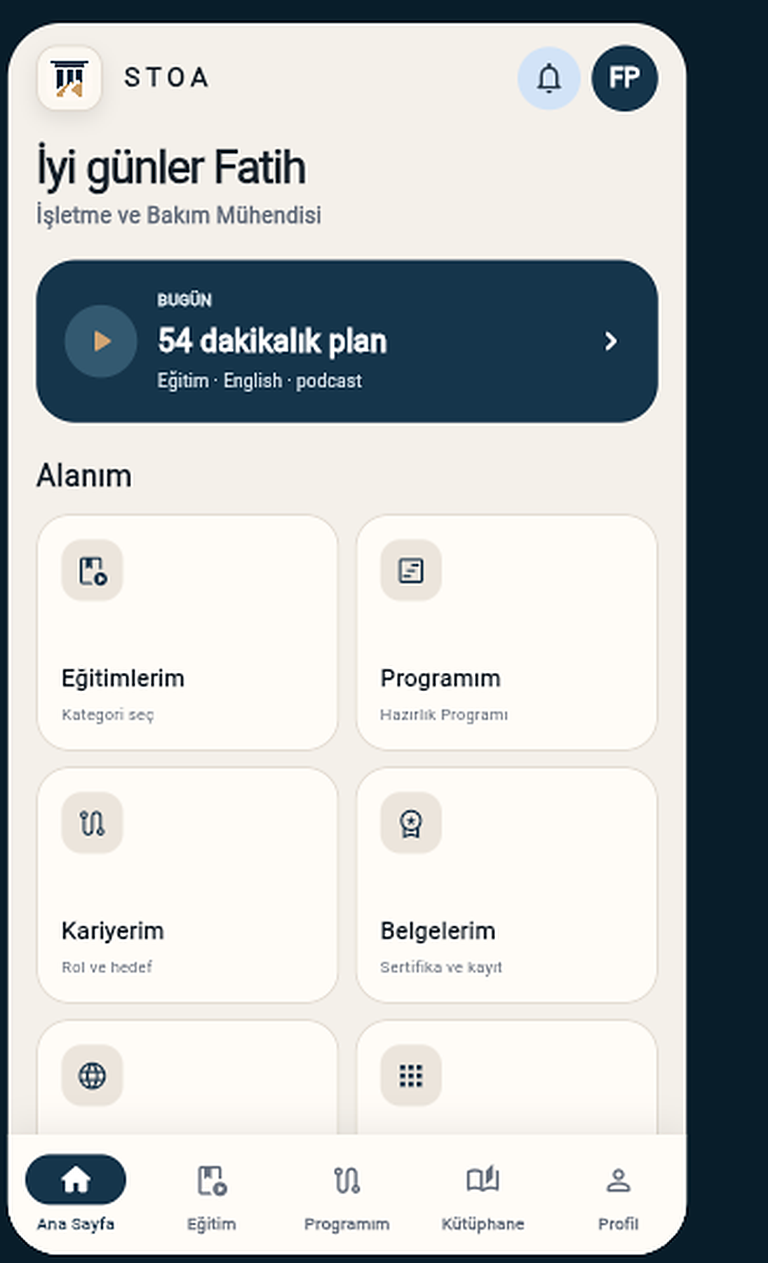STOA bireysel mobil uygulama önizlemesi